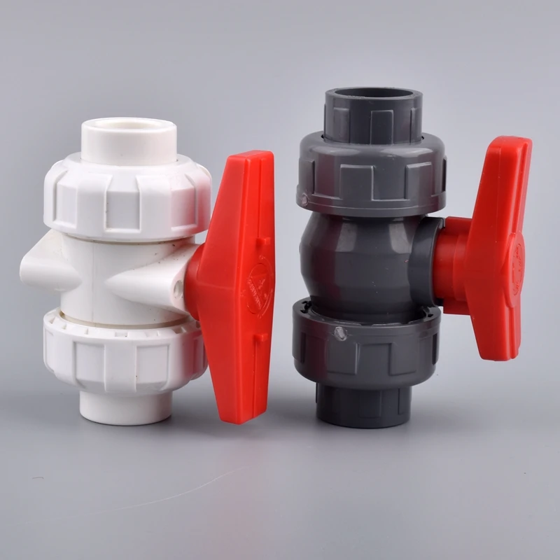 20-63mm PVC Double Union Ball Valve Quick Connector Control Valve Garden Watering Irrigation System Water Pipe Joint Fittings