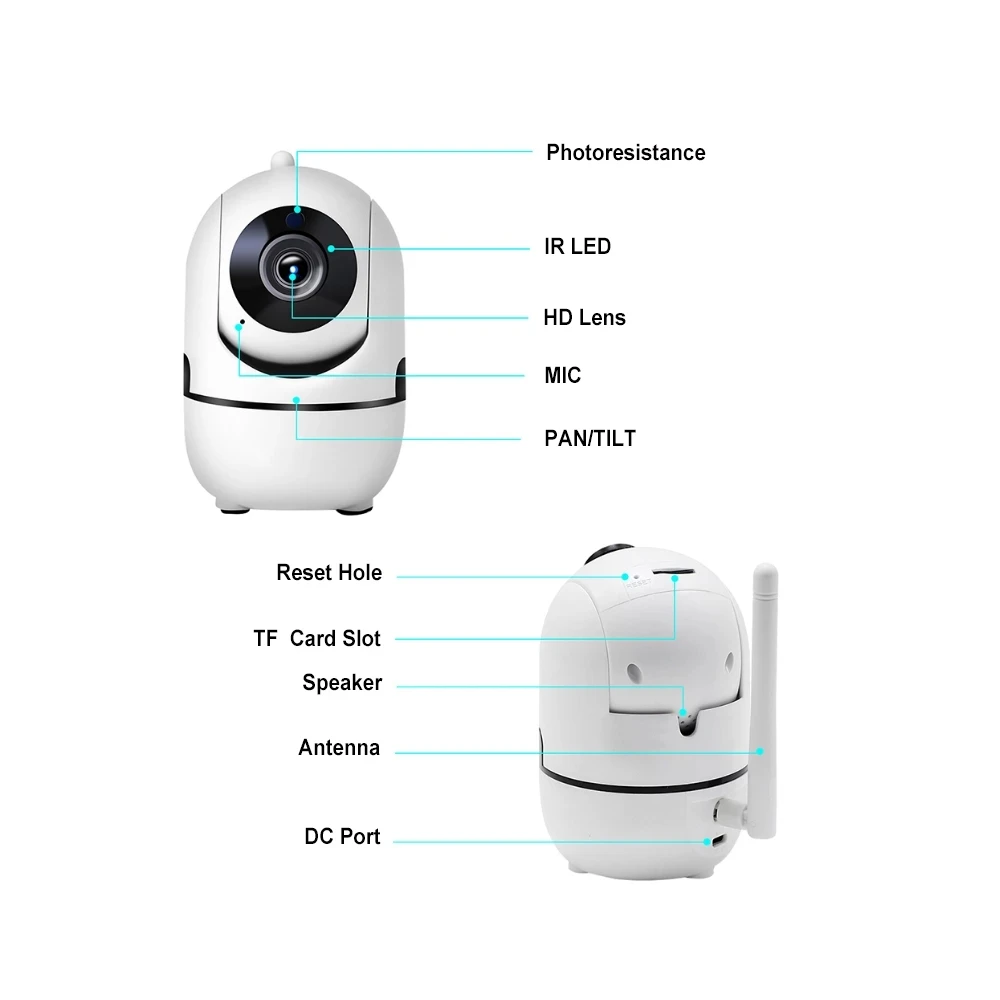 2MP V380 Pro WiFi IP Mini Camera Home Security Protection Surveillance Camera 1080P Wireless IR Night Vision Baby Monitor