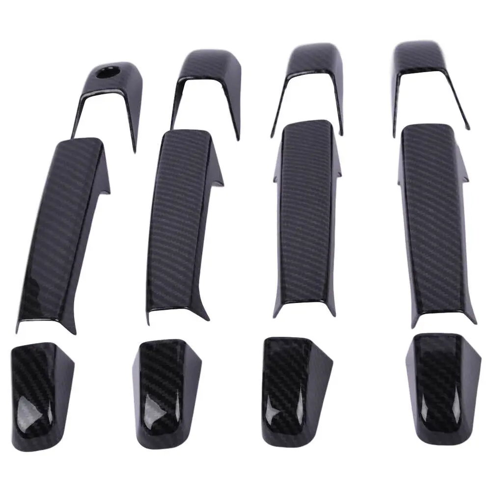 

4Pcs Brand New Side Door Handles Cover Trim Carbon Fiber Grain ABS Plastic Made Fit For Chevrolet Tahoe Suburban 2007-2013