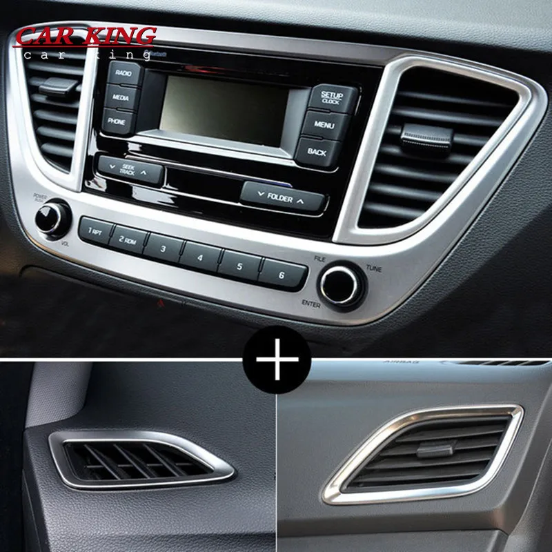 

For Hyundai Solaris 2 interior Air conditioning outlet cover car-styling decoration Interior Mouldings trim accessory 2017 2018