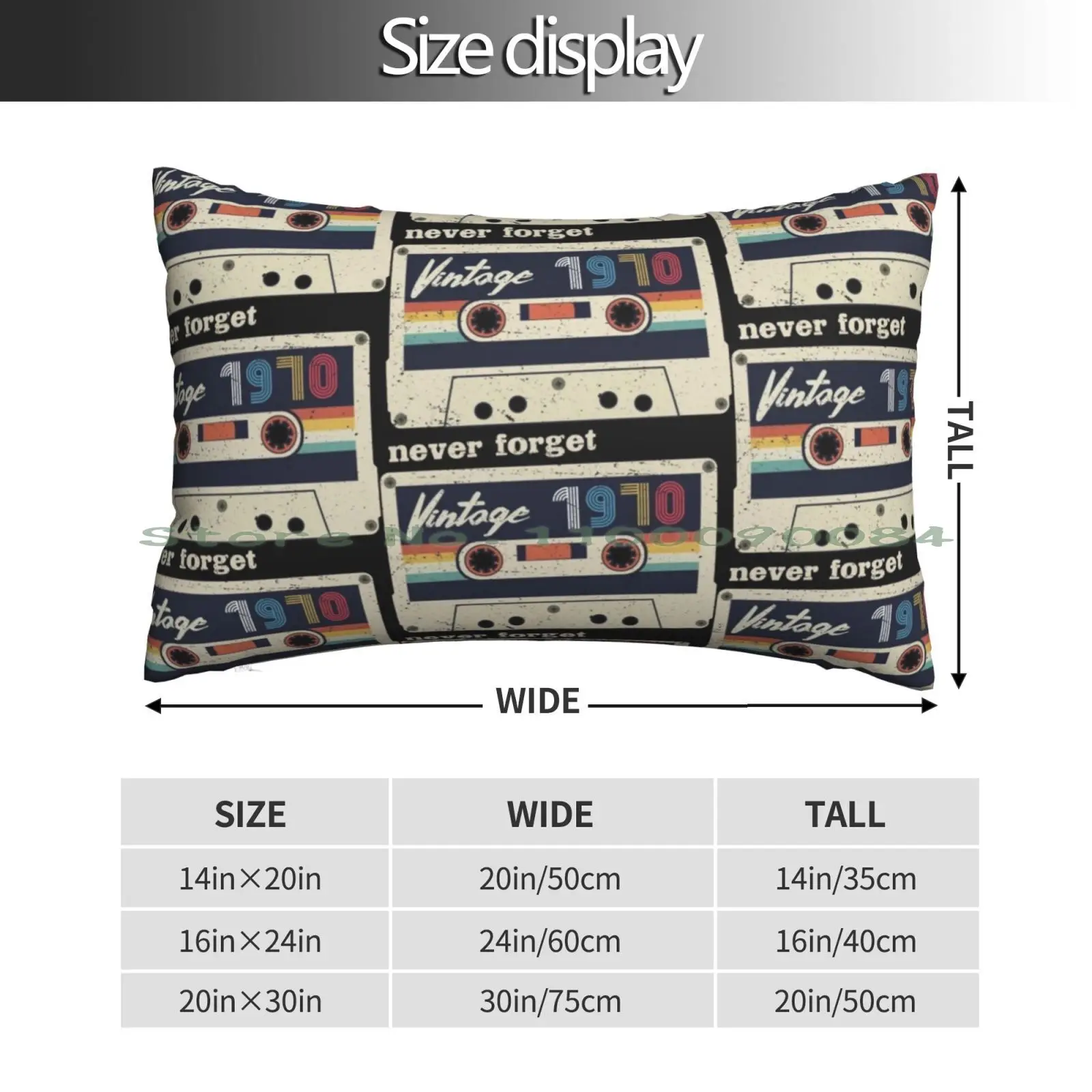 Never Forget Retro Vintage Cassette Tape Graphic Novelty Mens Pillow Case 20x30 50*75 Sofa Bedroom Guitar Art Classic Cute Lake