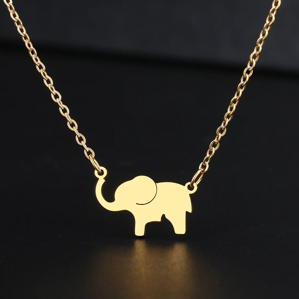 Stainless Steel Necklaces Elephant Animal Pendant Chain Collar Charm Fashion Necklace For Women Jewelry Party Gifts One Piece