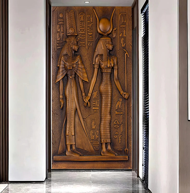 Egyptian Style 3D Simulation Relief Figures Art Mural Door Sticker Bedroom Sliding Door Peel & Stick Wallpaper