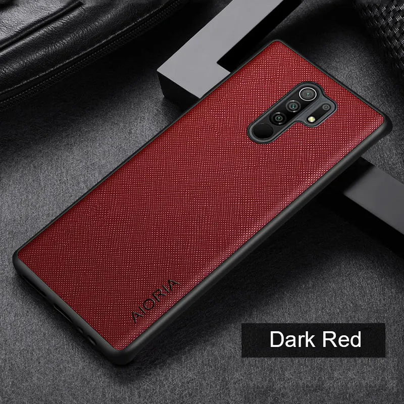 Luxury leather phone case for Xiaomi Redmi 9 9A 9T 9C NFC funda with cross pattern