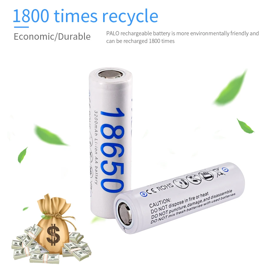 PALO 1-8pcs 18650 Battery 3.7V 3200mAh 18650 lithium Rechargeable Battery 32A high current li-ion batteries for flashlight