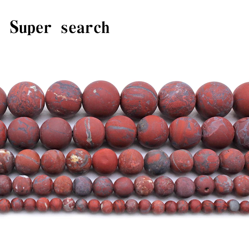 Matte Round Gorgeous Imported Flower Red Beads Natural Stone Loose Beads For DIY Jewelry Making Bracelet Necklace