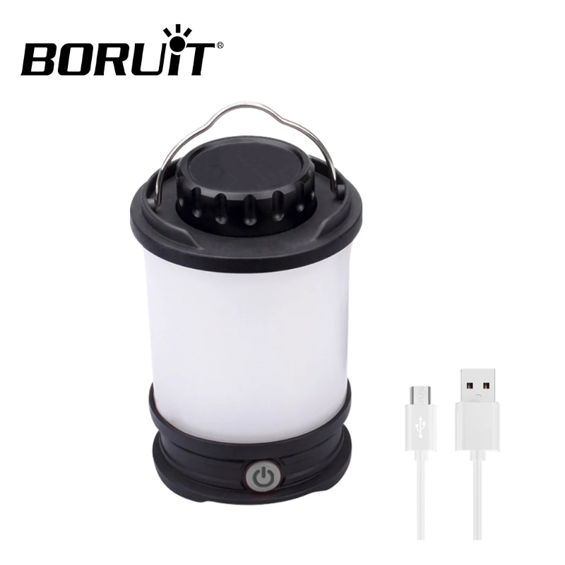 BORUiT Camping Lantern Portable Outdoor Tent Light 500 Lumens 4 Modes Rechargeable Camping Light Emergency Night Market Light