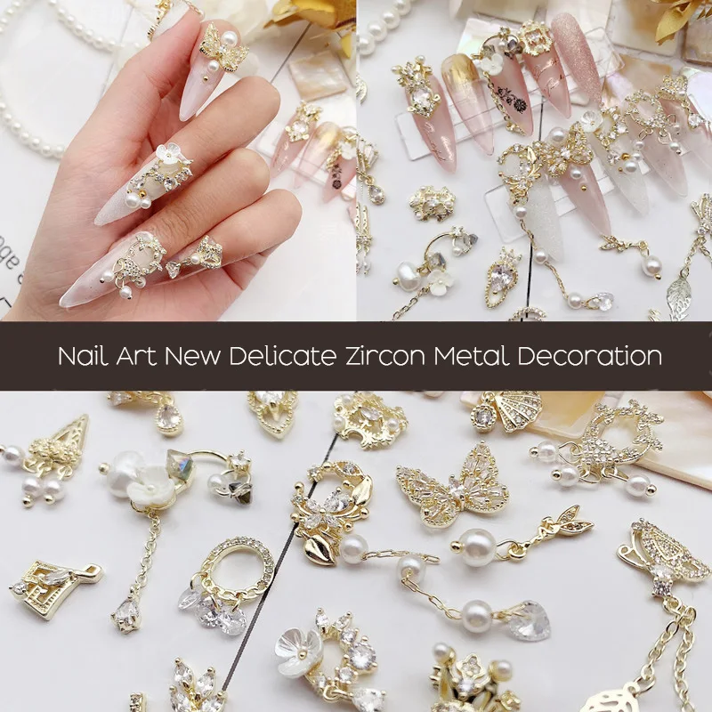 5pcs New  nail art metal zircon decorations Nail art pendant accessory fingernail Zircon drill nail charms nail ornament