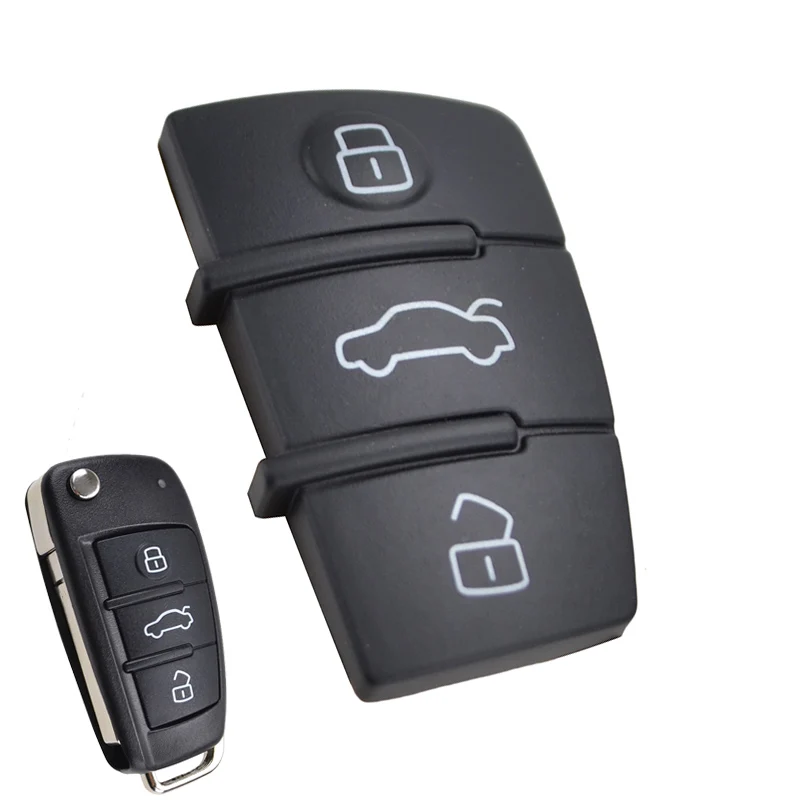 3 Button Replacement key Pad Rubber Remote Key Shell Fob For Audi A1 S1 A3 A4 A5 A6 A8 Q5 Q7 TT RS