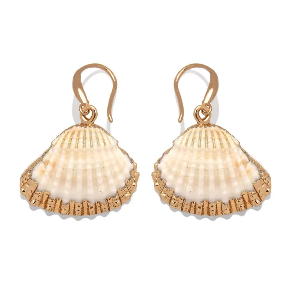 Bohemian Natural Cowrie Seashells Conch Scallop Earings Women Girl 2020 New Fashion Sea shore Summer Beach Surf Jewelry Present