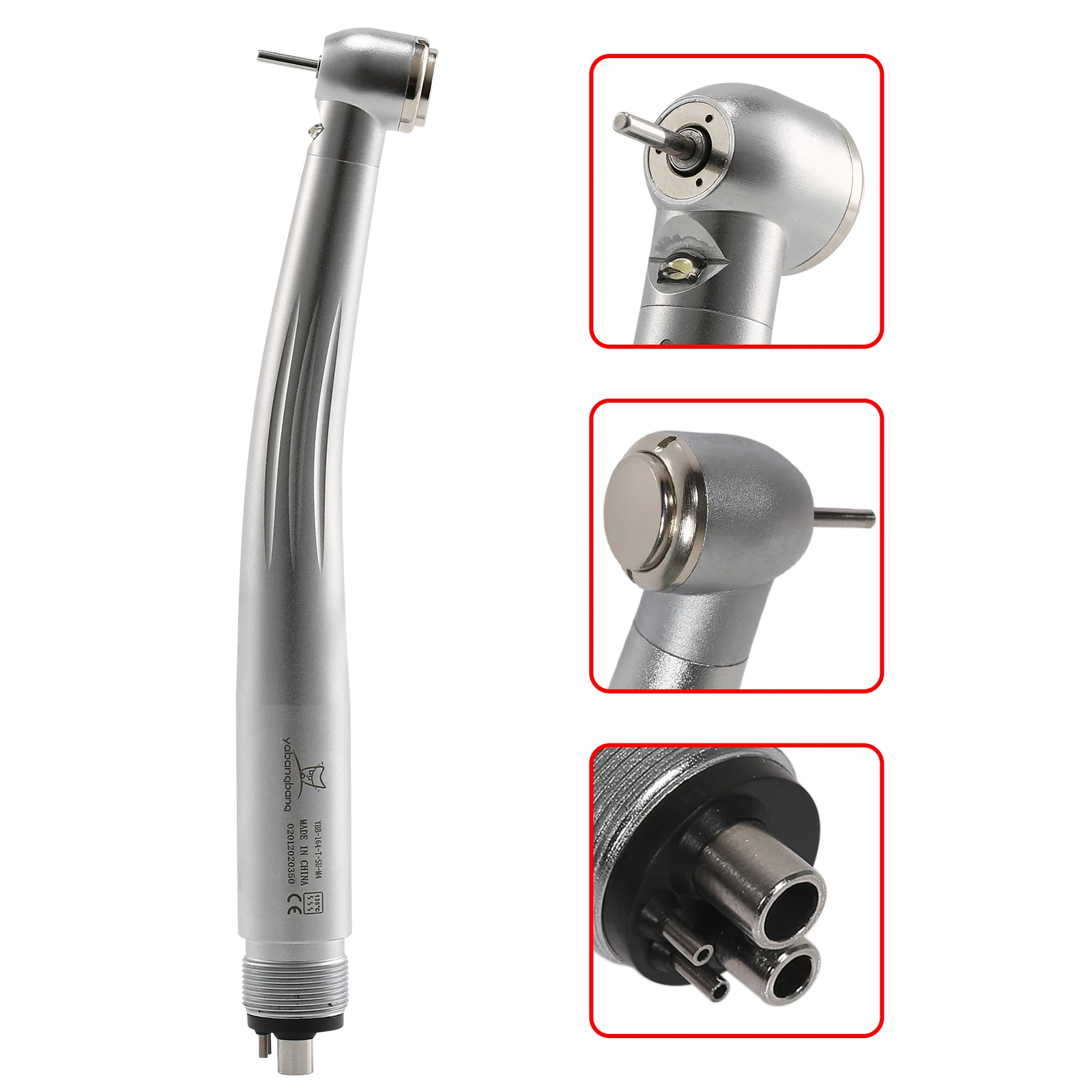 YABANGBANG Triple Water Spray LED E-generator 4 Hole Dental High Speed Handpiece Large Head Push Button Chuck KAVO Style