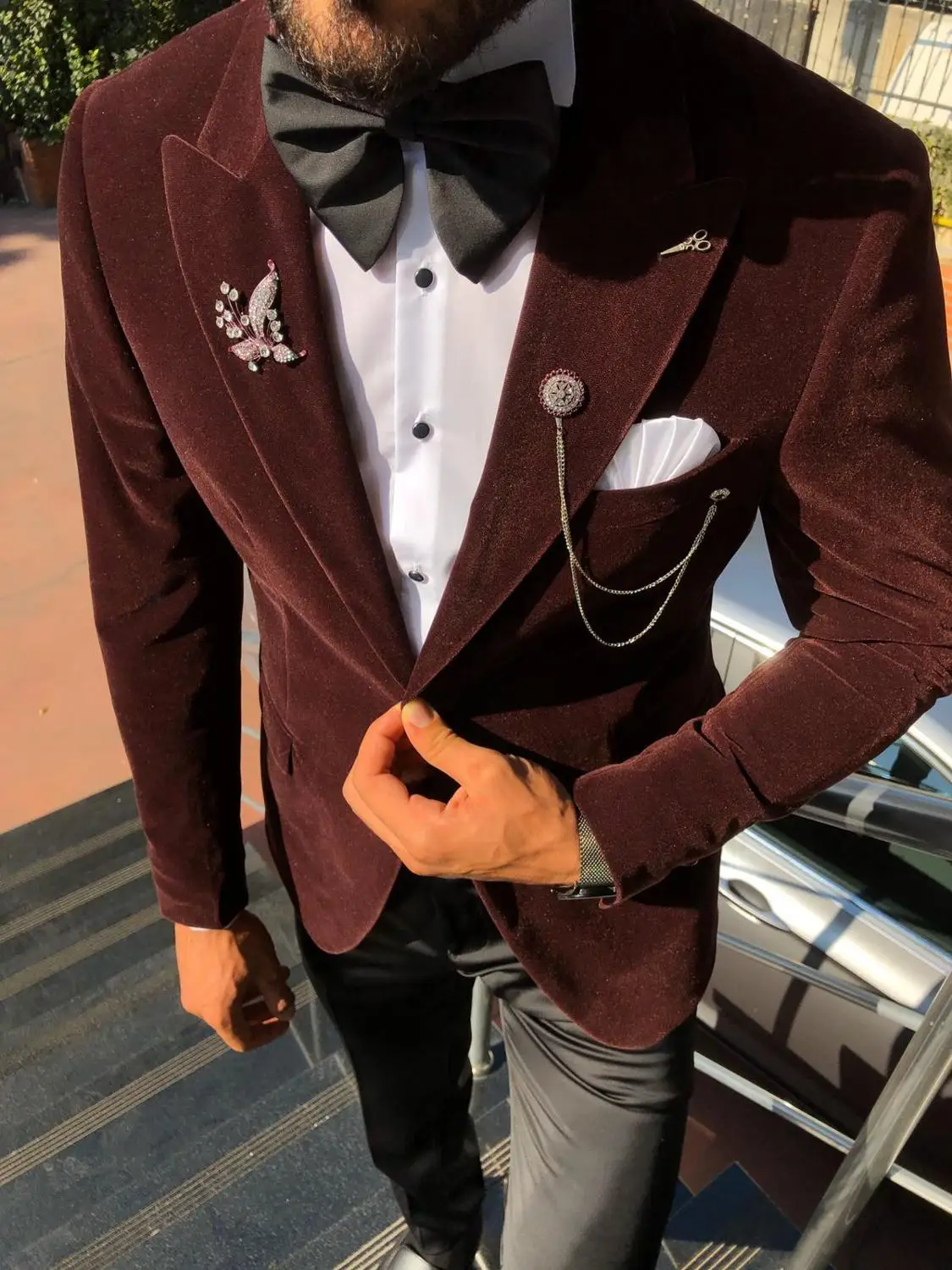 Custom Made Men's Suit 2020 Wedding Tuxedos Formal Velvet Best Man Suits Groom Wear Tuxedos 2 Pieces Suits (Jacket+Pants)