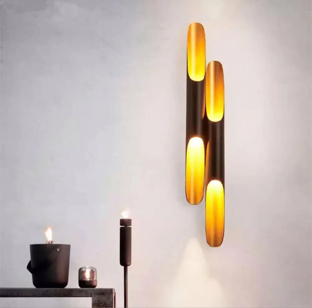 NEW Replica Delightfull Coltrane Wall light lamp LED aluminum pipe wing 2 lights black golden E27 wall lamp light sconce