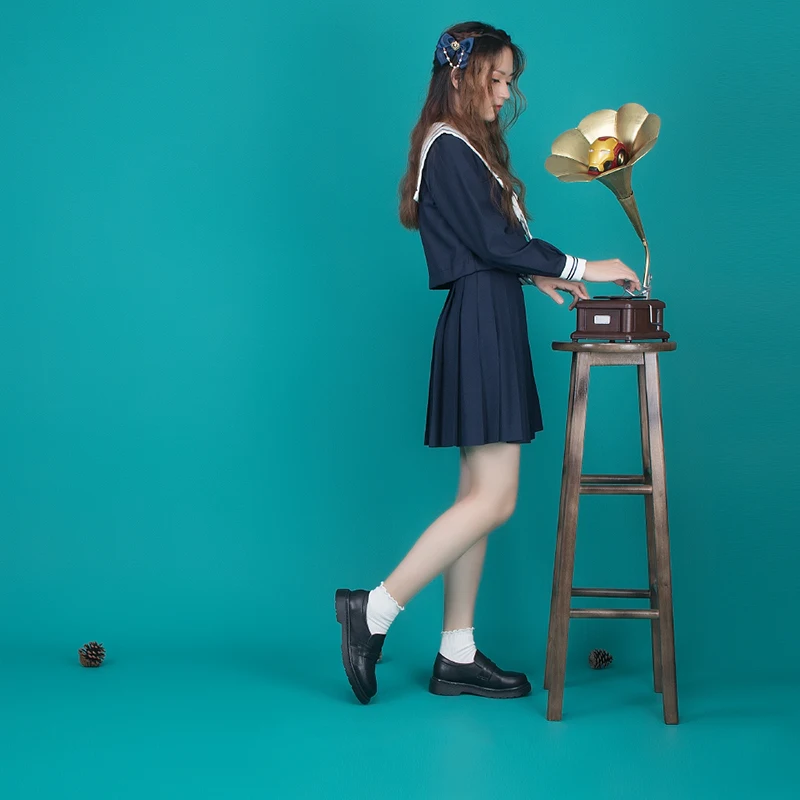 New Japanese Style College Student Shoes Women/Girls JK Platform Shoes Lolita Shoes Round Toe Black/Brown Soft PU Leather