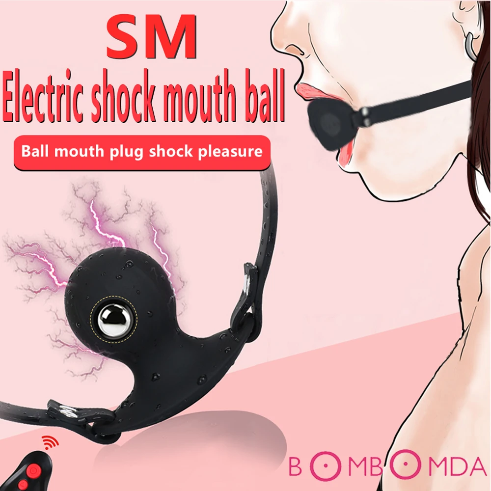 Exotic accessories Sex Open Mouth Gag Harness Oral Electric Shock Ball Gag Mouth Plug Adult Restraint Slave Bondage BDSM Sex Toy