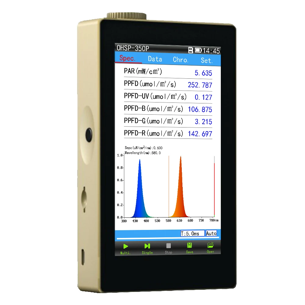 OHSP350P PAR PPFD měřič 350-800nm spektrometr CCT CRI tester HOPOOCOLOR