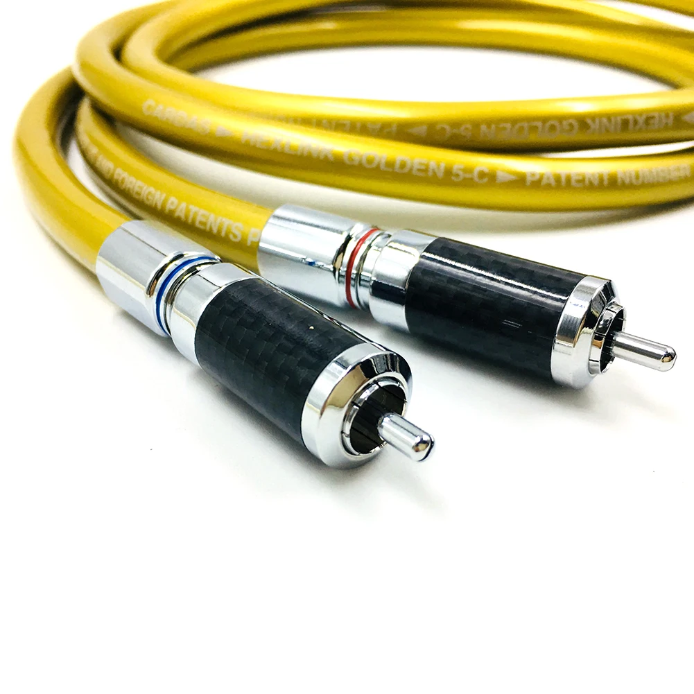 HiFi Pair 2RCA Male Cable RCA Reference Interconnect Audio Cable Rhodium plated PLUG for HEXLINK GOLDEN 5-C Wire