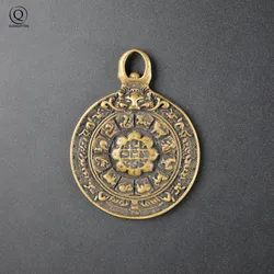 Ancient Tibetan Zodiac Signs Pestle Pendant Necklaces For Women And Men Retro Color Copper Round Jewelry Car Keychains New Gift