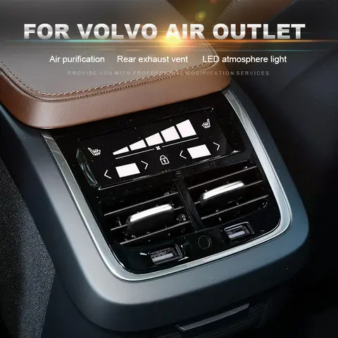 볼보 XC60 XC90 S60 V60 V90 S90 V60CC 후면 배기 공기 배출구 정화 LED 분위기 램프 USB 충전 용 자동차 액세서리
