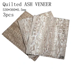 3 pieces Quilted ASH  Electric Guitar Veneer Guitar Body Veneer Guitar Parts High Quality530*360*0.5mm