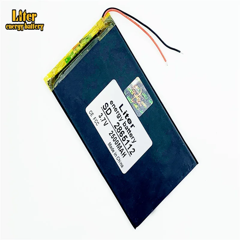 3.7V 2500 mAh 2865112 แบตเตอรี่ลิเธียมโพลิเมอร์ Li-Po แบบชาร์จแบตเตอรี่สำหรับ DVD GPS EBook โทรศัพท์มือถือแท็บเล็ต Power Bank PC