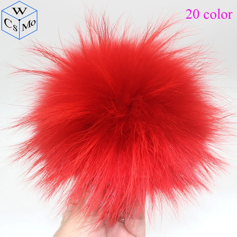 DIY 13cm Raccoon Fur Pompoms For Knitted Winter Beanie Hat 100% Real Fur Pompon Pom For Adults Children Blanket Baby Kids Caps