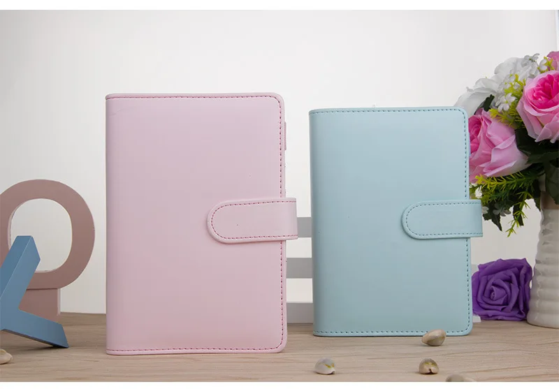 MINKYS Makronen Farbe A6/A5 PU Leder DIY Binder Photocards Sammeln Buch Tagebuch Agenda Planer Kugel Abdeckung Album Schreibwaren – Detail 4