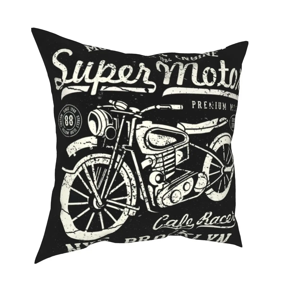 Motorcycle Engine Pillowcase Cushion Cover Decorative American Style New York Motor Club Vintage Pillow Case Cover Home 45X45cm