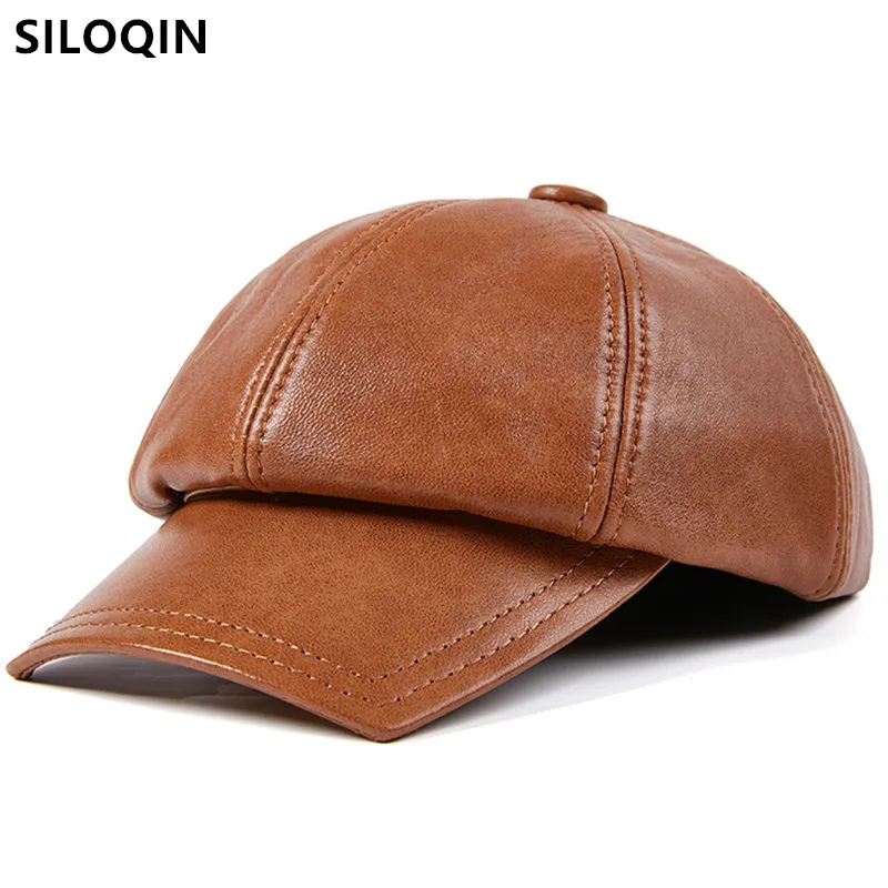 

SILOQIN Novelty Natural Genuine Leather Cap Winter Women's Warm Sheepskin Baseball Caps Snapback Cap Elegant Retro Fashion Hats