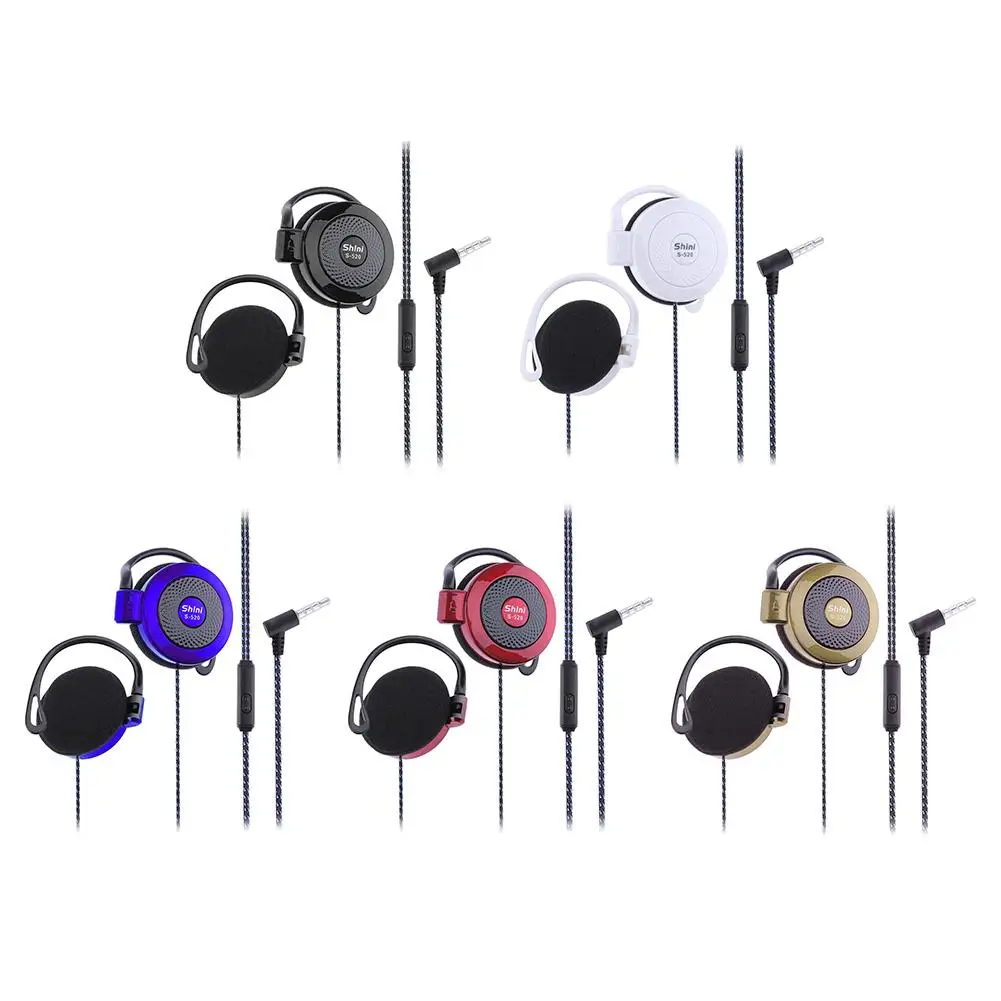 For Shini S-520 3.5mm Stereo Mp4 Ear-Hook Game Sports Mobile Phone Universal Headset Ear Hook Headsets Wire Sports Earphones