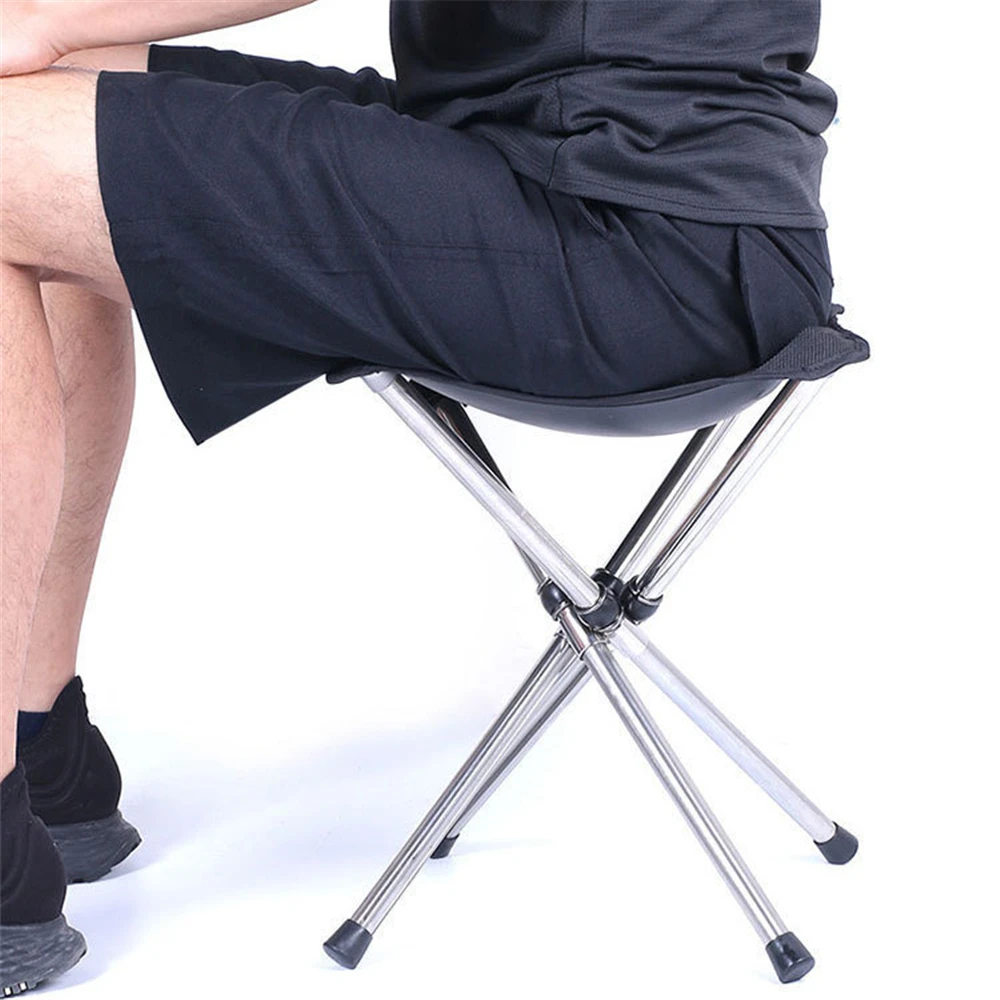 Retractable Folding BBQ Stool Camping Fishing Chair Outdoor Portable Foldable Chair Load Bearing Travel Picnic Beach Chairs