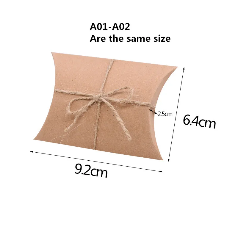 10/20/30pcs Kraft Paper Candy Boxes Cute Mini Pillow Cardboard Gift Box for Birthday Wedding Gifts Favor Packing Party Decor