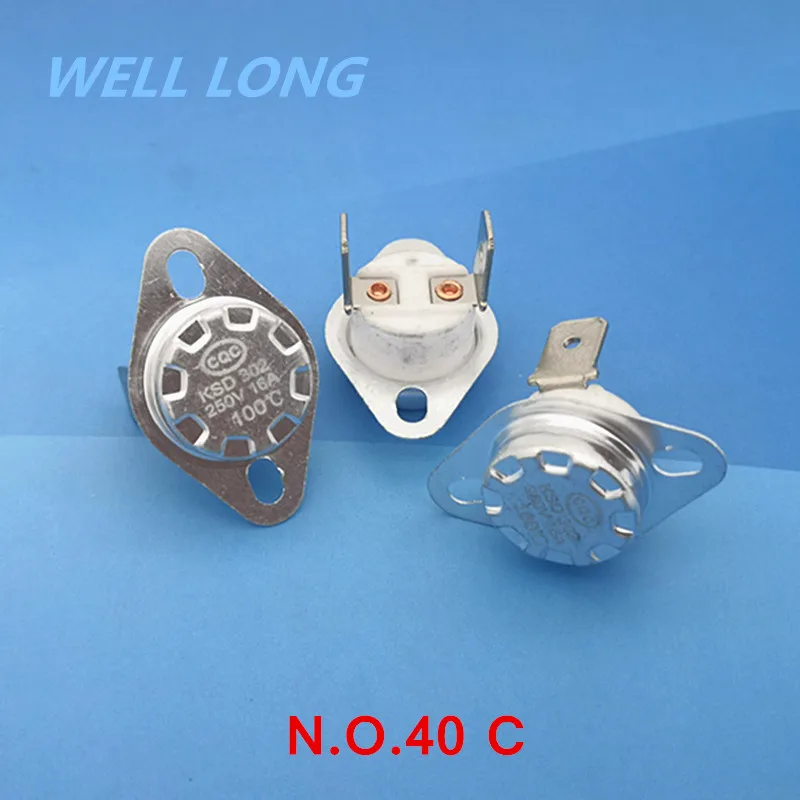 

(100 pcs/lot) KSD302 NC Thermostat, Temperature Switch, Normally Close,NO 40 Celsius,16A 250V.