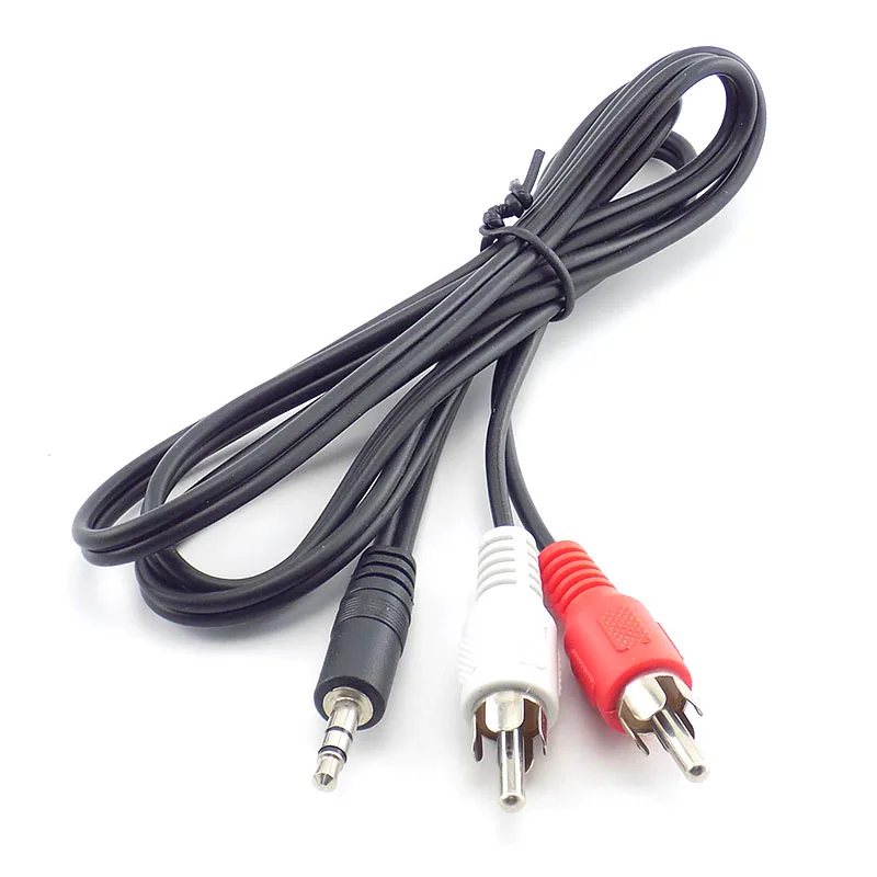 1M 3.5mm męski Stereo na 2 złącze RCA głośnik Audio AV Adapter kable do laptopa TV DVD MP4 przedłużacz przewód konwersji H10