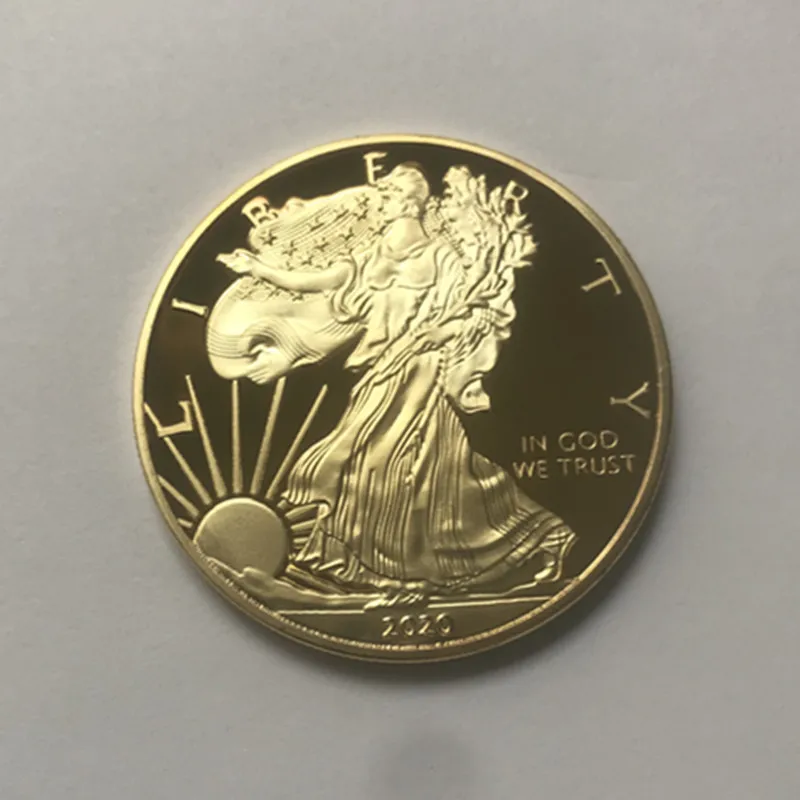 

100 Pcs Freedom 2020 Badge statue 24K Real Gold Plated 40 mm Animal ealge souvenir coins drop shipping acceptable coin