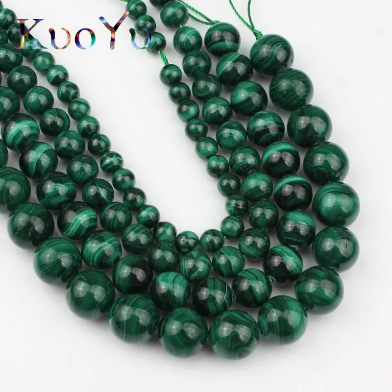 AAA Natural Malachite Round Loose Stone Beads Fit DIY Bracelet Necklace Needlework Beads For Jewelry Making 6 8 10 12 mm 7.5inch