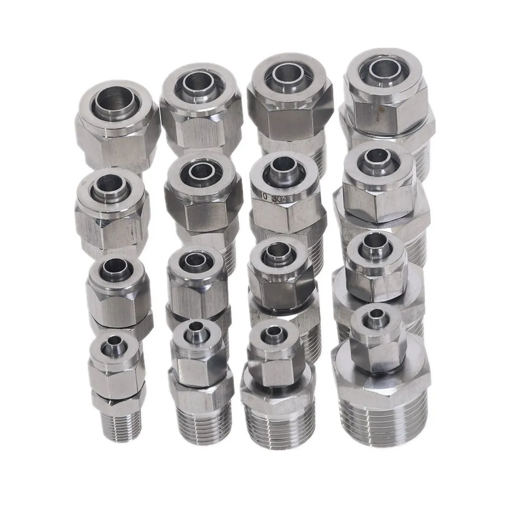 1pc Quick connectors Tube Pipe Fittings Threaded Male Connector Stainless Steel SS 304 1/8\'\' 1/4\'\' 3/8\'\' 1/4\'\' BSP Thread