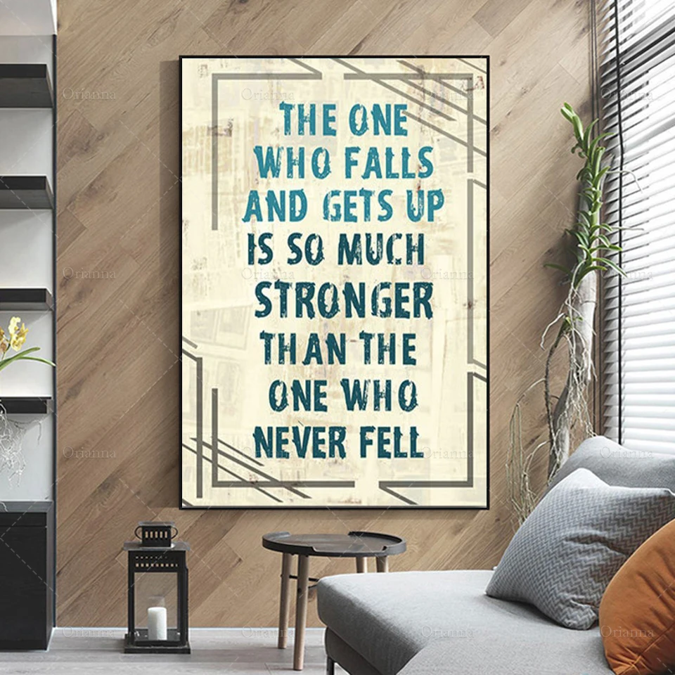 Up Is So Much Stronger Than The One Who Never Fell Canvas Wall Art, Office Decor,Motivational Wall Decor Painting Canvas Posters