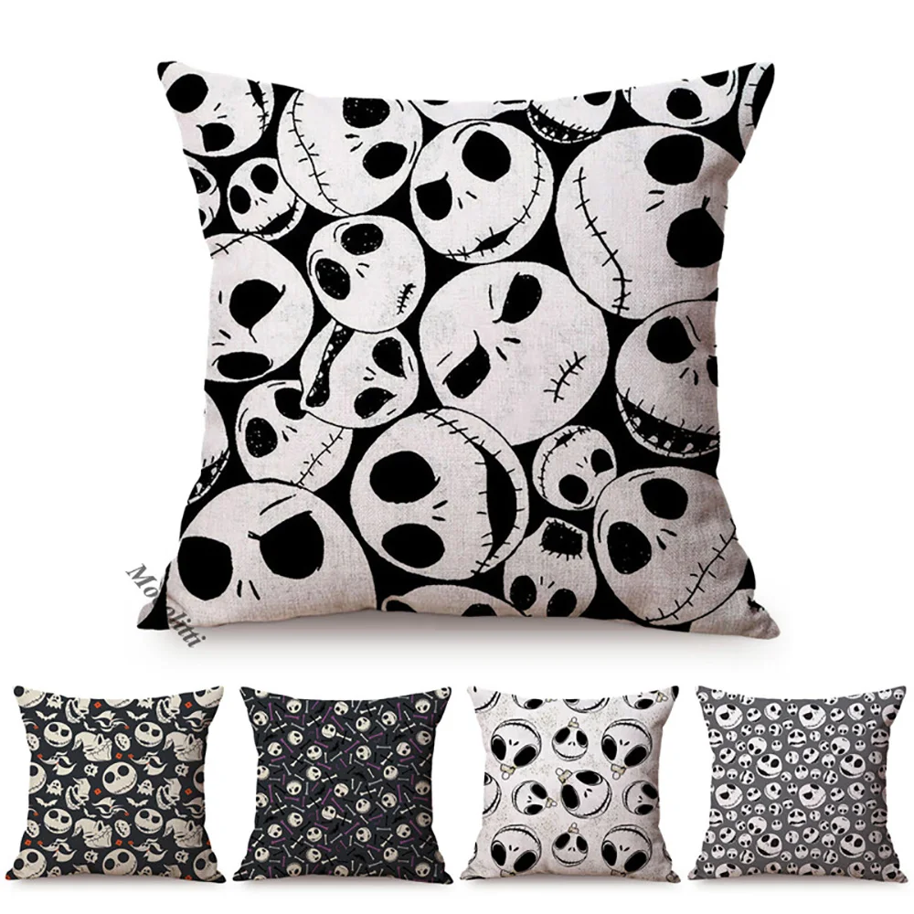 Cartoon Anime Sketch Style Special Sofa Decorative Throw Pillow Case Funny Skull Pattern Car Chair Cushion Cover cojines