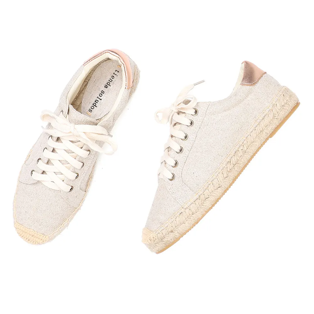 2021 Round Toe Limited Special Offer Flat Platform Hemp Rubber Lace-up Casual Zapatillas Mujer Sapatos Womens Espadrilles Shoes