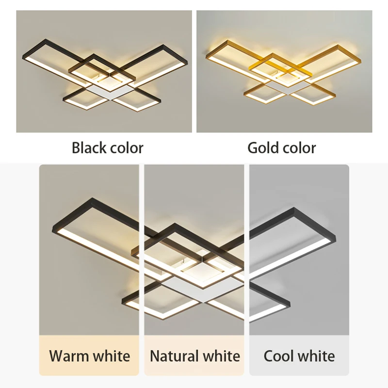 Modern Led Chandeliers Lamp For Living Room Bedroom Study Room Indoor Gold/Black Color Ceiling Chandeliers