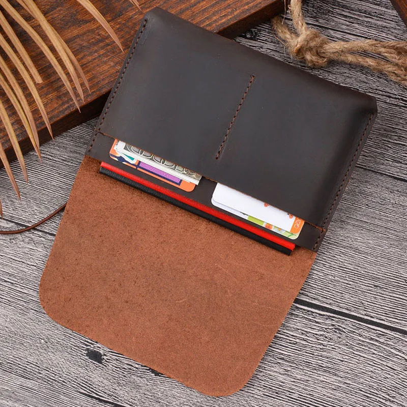 New Style Passport Cover Men Crazy Horse Leather Handmade Vintage Passport Bag Women Retro 100% Cowskin ID Credit Card Wallets