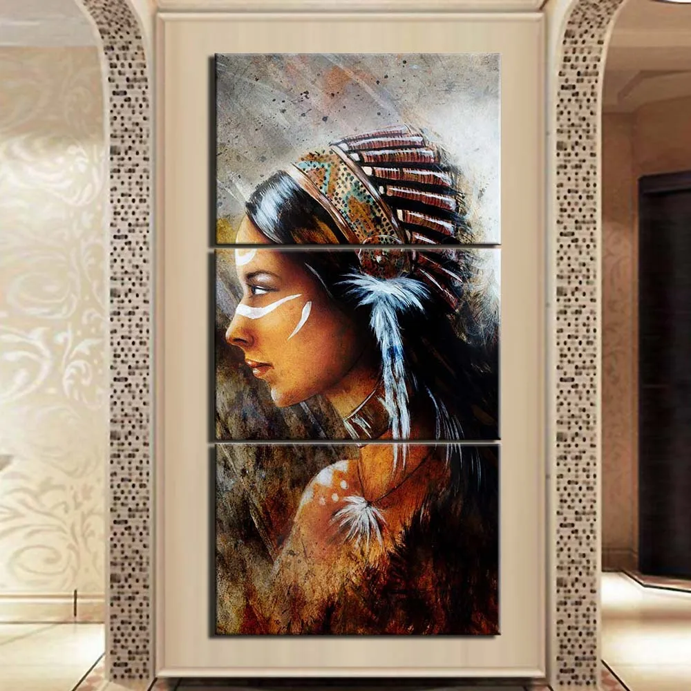 Modern Photo  Abstract Indian Colorful Feather Picture Canvas Painting Wall Art Home Decor Wall Decoration HD Prints Poster