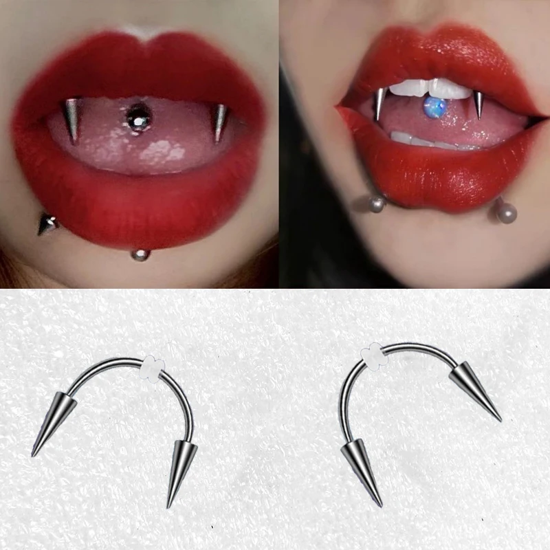 2021 Punk Tooth Decoration Medical Stainless Steel Smile Lip Tiger Tooth Nail Zombie Tooth Vampire Body Piercing Gothic Jewelry