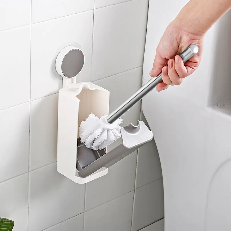 

Toilet brush no trace hanging wall stainless steel cleaning long handle brush toilet no dead corner toilet decontamination brush