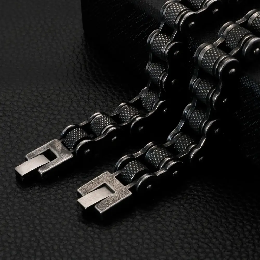 Kalen Brushed Bike Chain Bracelet Cool Biker Bicycle Chain Men\'s Bracelet Fashion Male Stainless Steel Hand Chain Jewelry