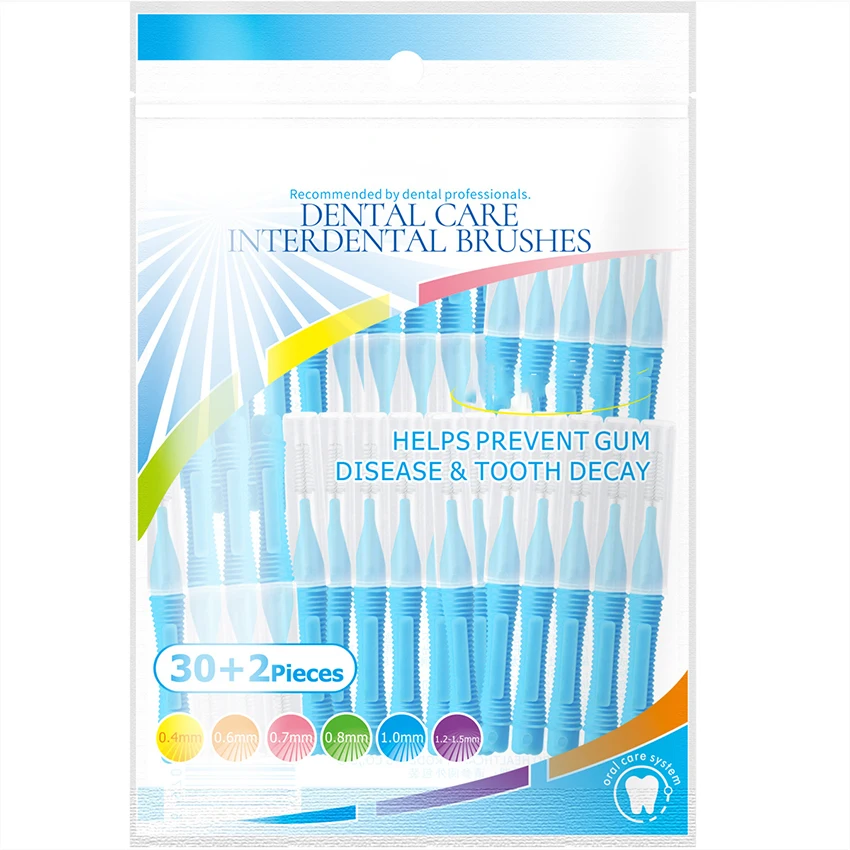32 pçs/set Adultos Escova Interdental escova palito Portátil Limpar entre os dentes de Limpeza Escovas Dentais para Dentes Oral Care