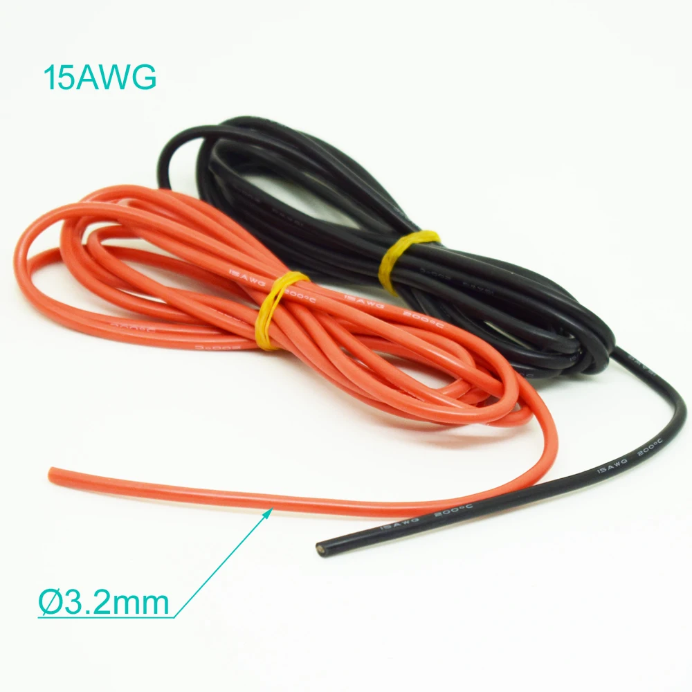 10M/33ft 15AWG Flexible Soft Silicone Wire Tin Brass RC Electronic Cable 2 Colors