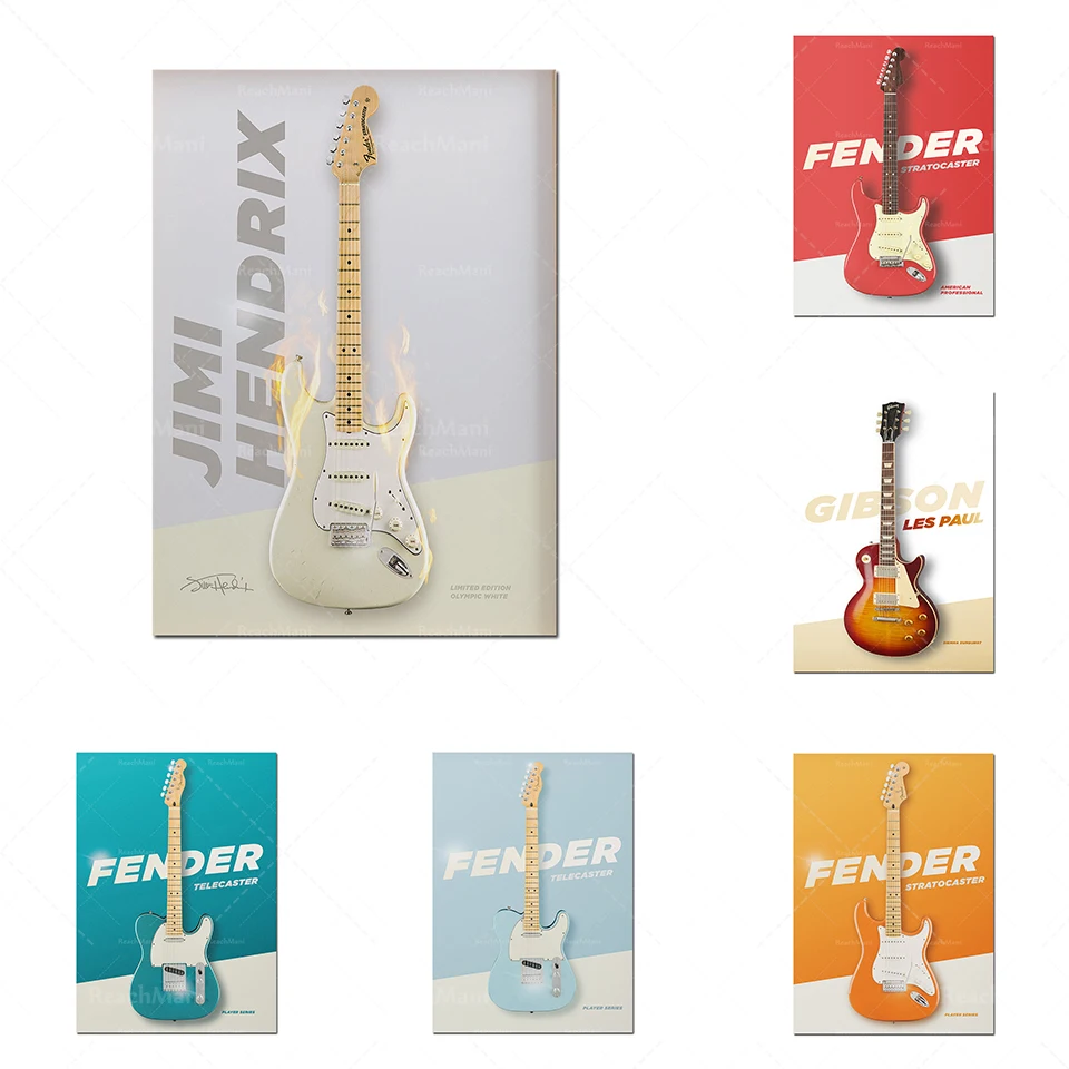 

Picture Canvas Printed Electric Guitar Wall Art Poster Living Room Decoration Frameless