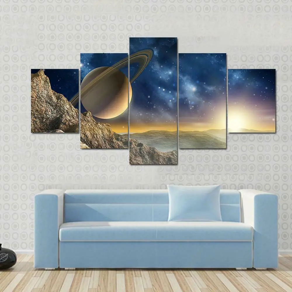 

5 Panel Outer Space Travel Saturn Modular Paintings HD Prints Posters Canvas Wall Art Pictures For Living Room Home Decor